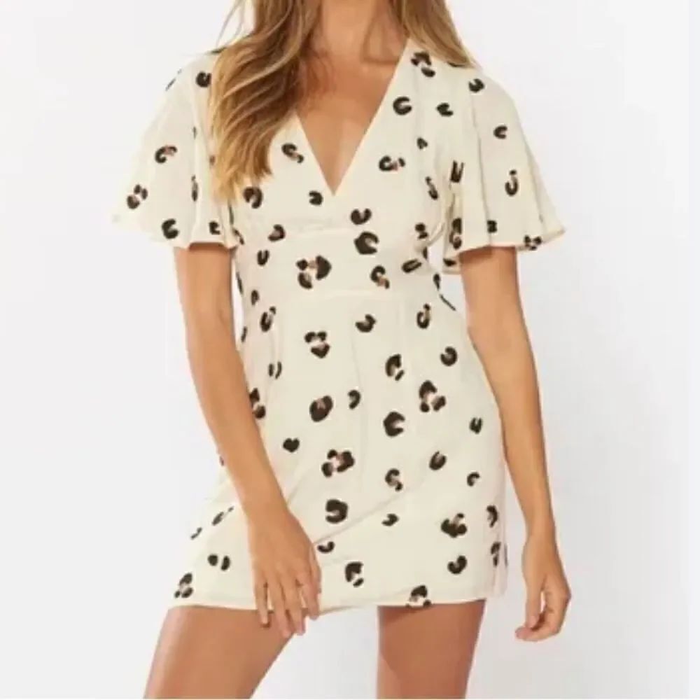 Red Carter Leopard Patterned Valeria Mini Dress in Size Medium